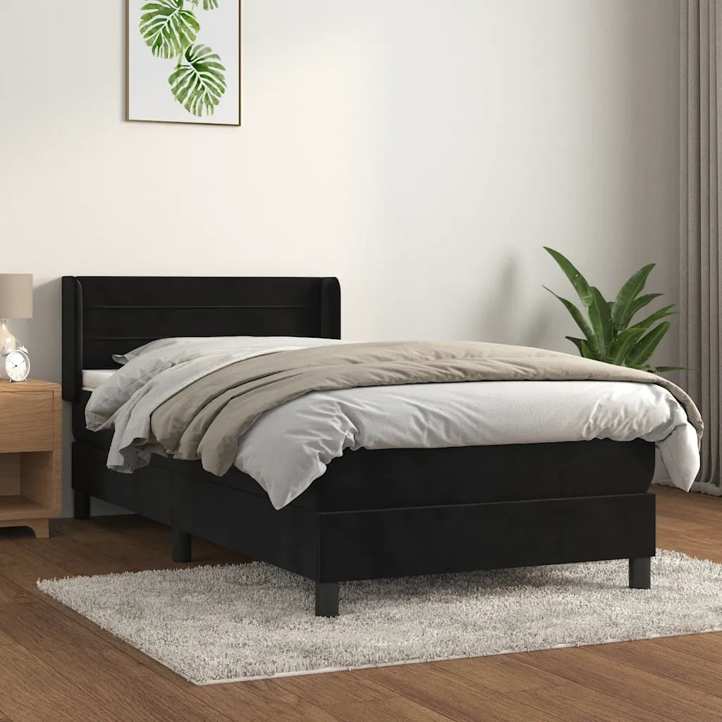Giroletto a Molle con Materasso-Struttura Letto Nero 80x200 cm in Velluto 782163