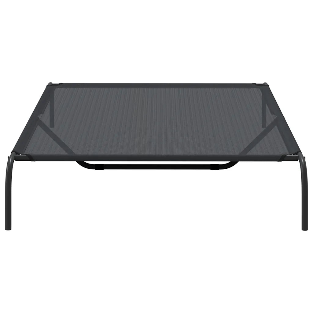 Cuccia per Cani Rialzata Nera 150x90x20 cm Textilene e Acciaio