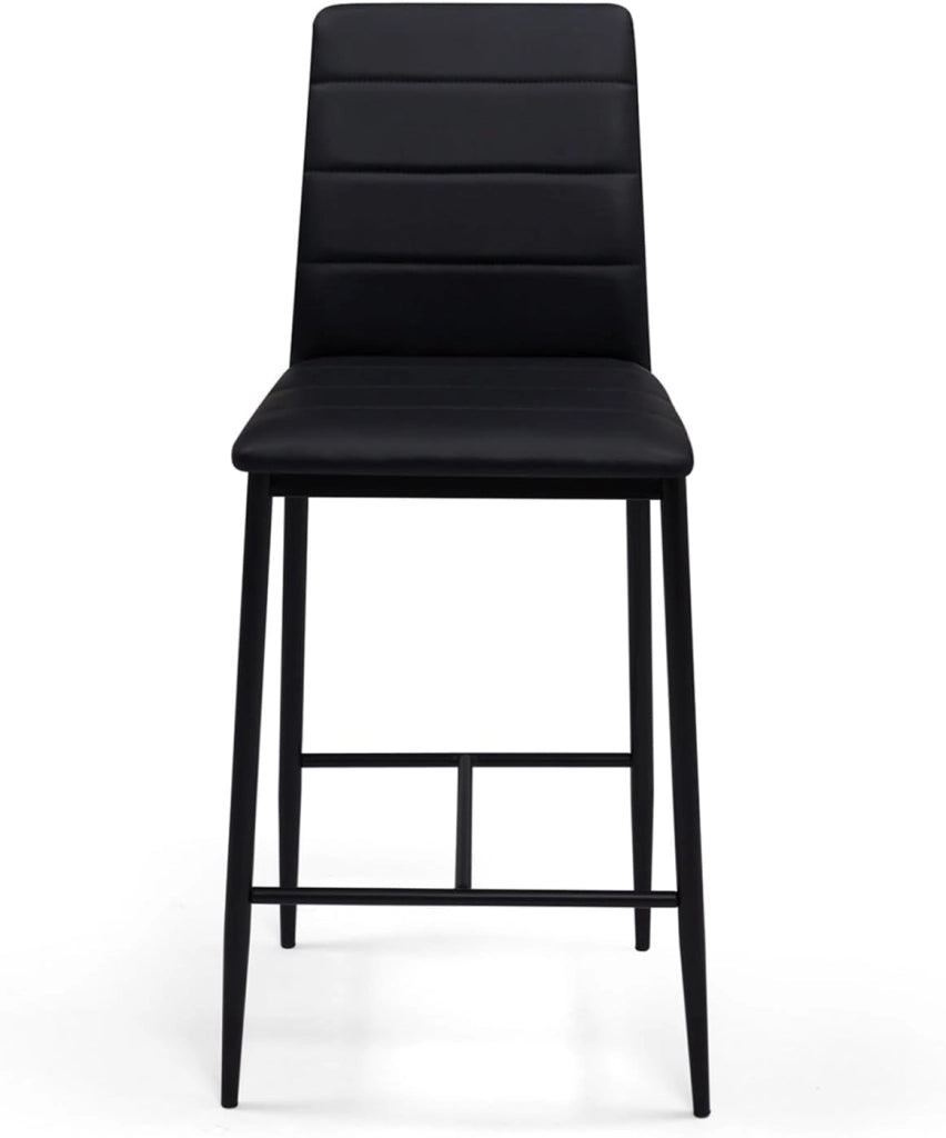 Set di 4 sgabelli da bar imbottito design contemporaneo in PVC nero ROMANE