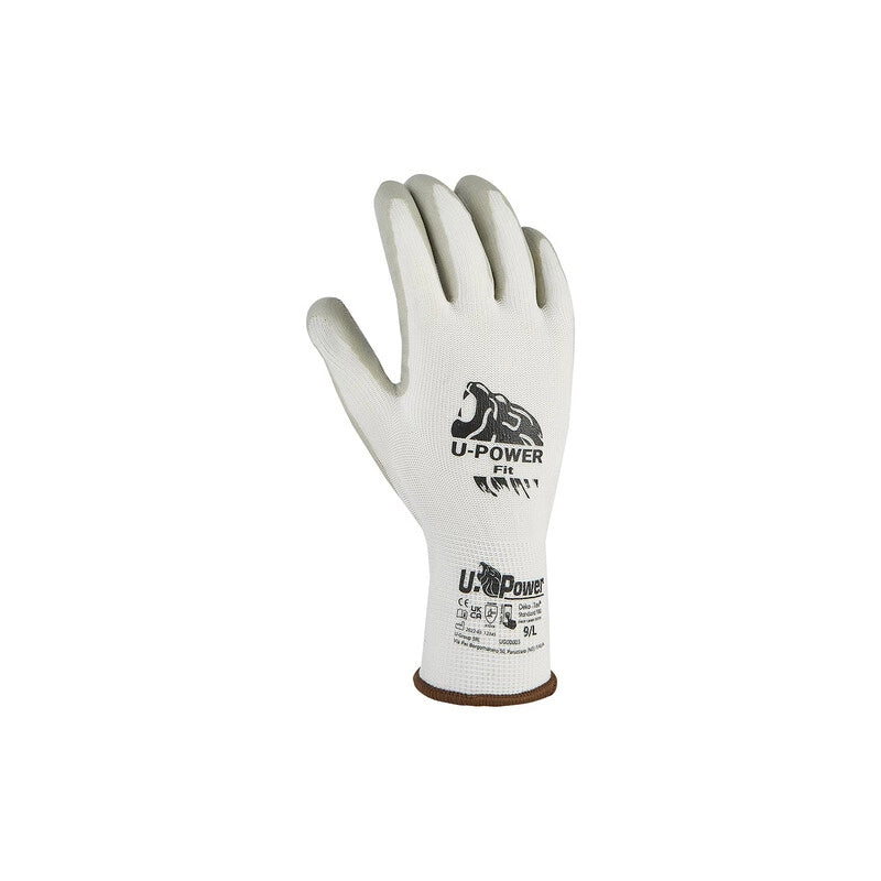 U-POWER GUANTI FIT BIANCO GRIGIO TAGLIA  8- 12,0 paia