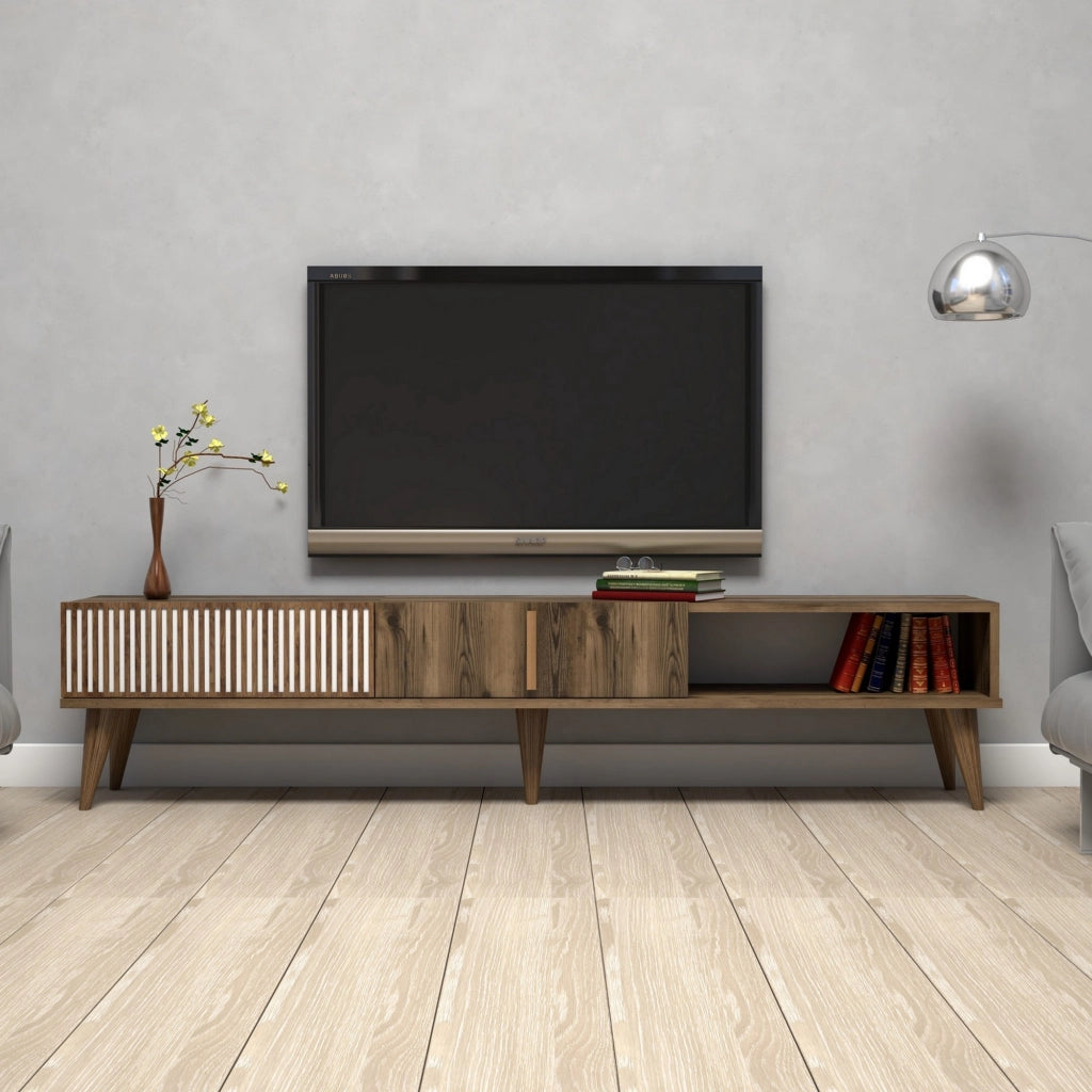Ofena, Mobile Porta tv 2 Ante, 180x35x40h cm Marrone Noce