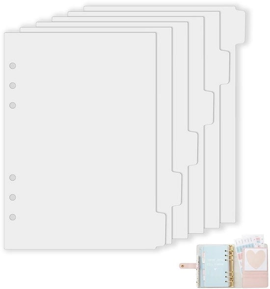 Tavole di separazione A5 - 6 pezzi - Index distributore - Materiali plastici - Translucido Matto Bianco - 21 x 14,8 cm