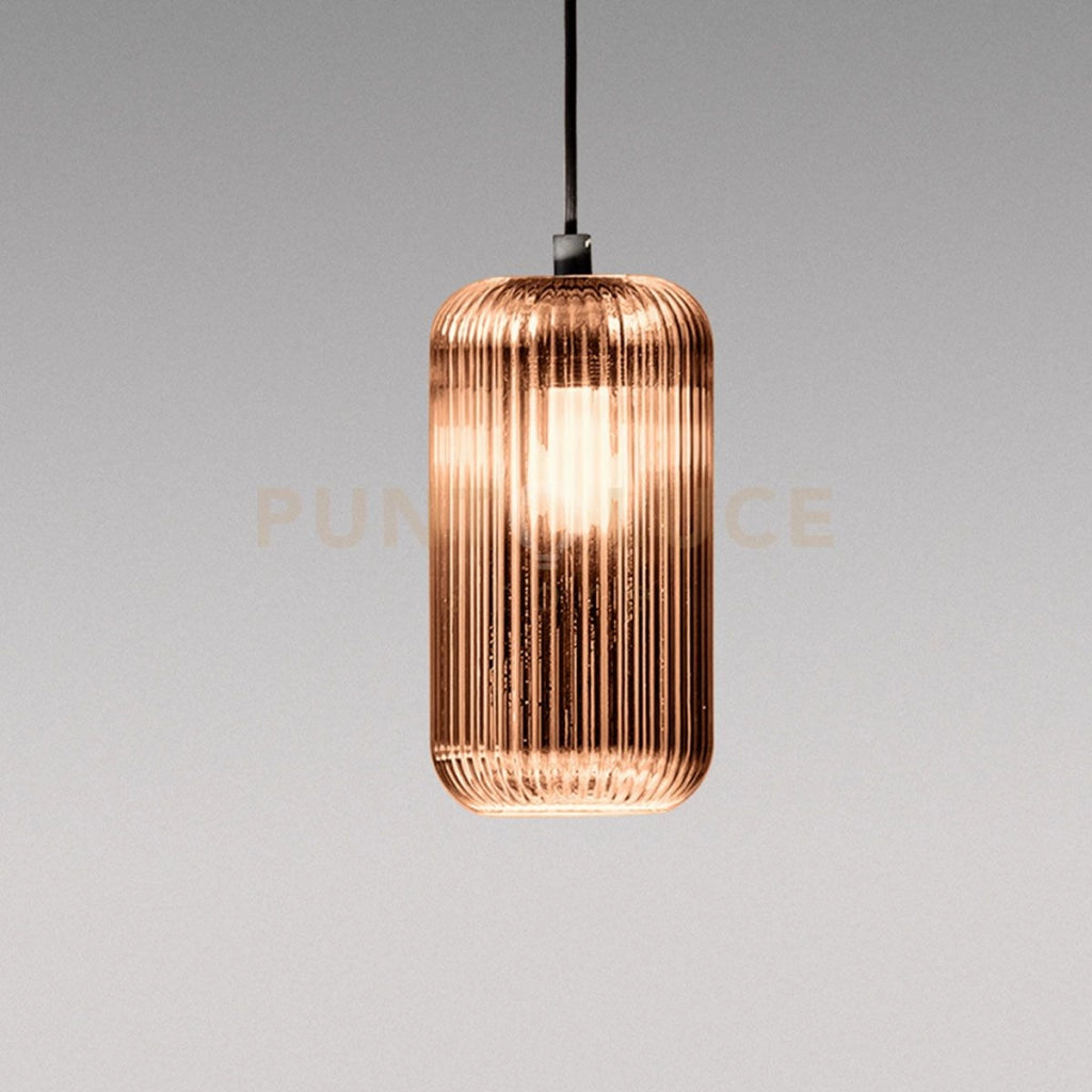 RAIKA V/G - VETRO SOFFIATO RAME SPECCHIATO CON DECORAZIONE COSTE VERTICALI D.15,3CM