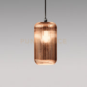 RAIKA V/G - VETRO SOFFIATO RAME SPECCHIATO CON DECORAZIONE COSTE VERTICALI D.15,3CM