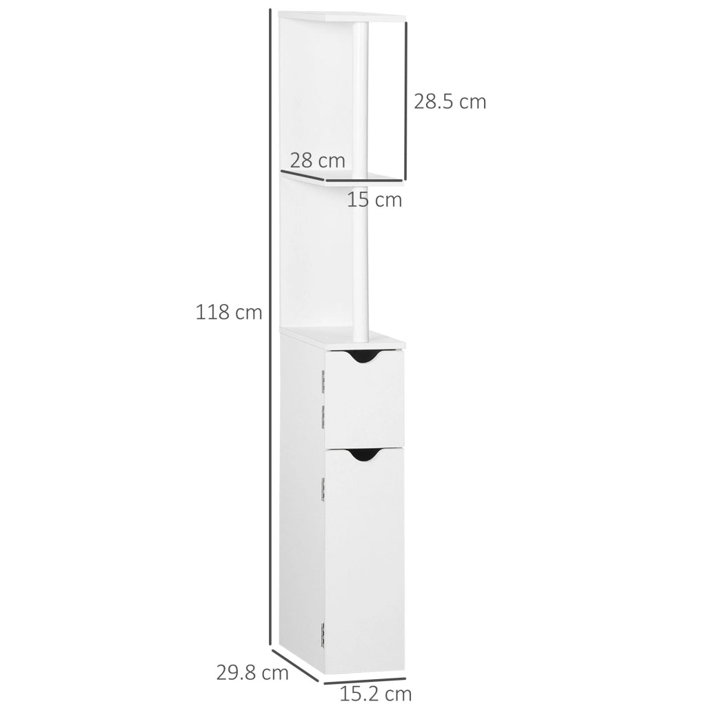 Colonna Bagno con Armadietti e Ripiani ¨C Zephmum ¨C Bianco 15.2x29.8x118 cm