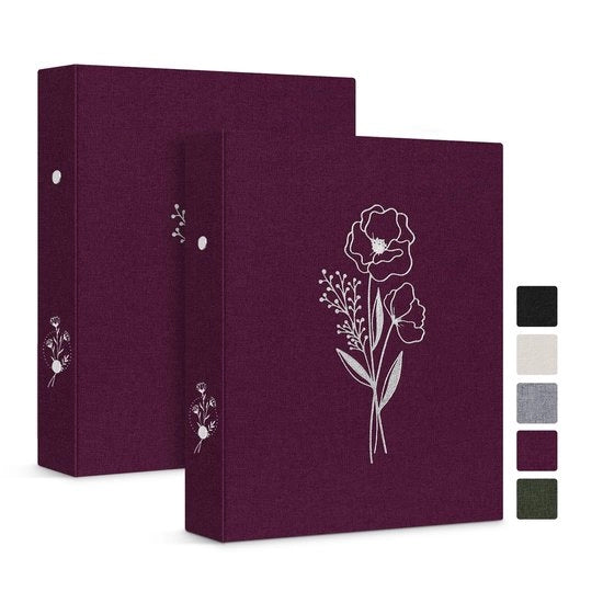 Album Fotografico con Copertina in Lino - 2 Fogli - Dimensioni 18 x 23,4 cm - 2 Pezzi - Copertina Dura - Fotobusta - Agenda - Pagine da Fotografie - Copertina Sostenibile