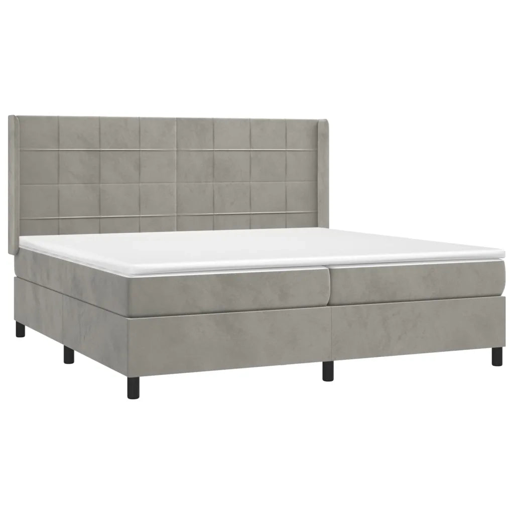 Letto a Molle Materasso e LED Grigio Chiaro 200x200 cm Velluto 3139583