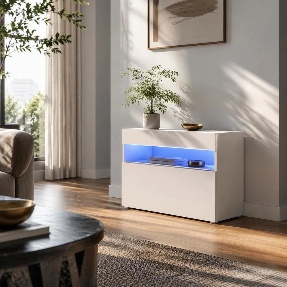 TV Cabinet With LED Lights White 60x35x40 Cm