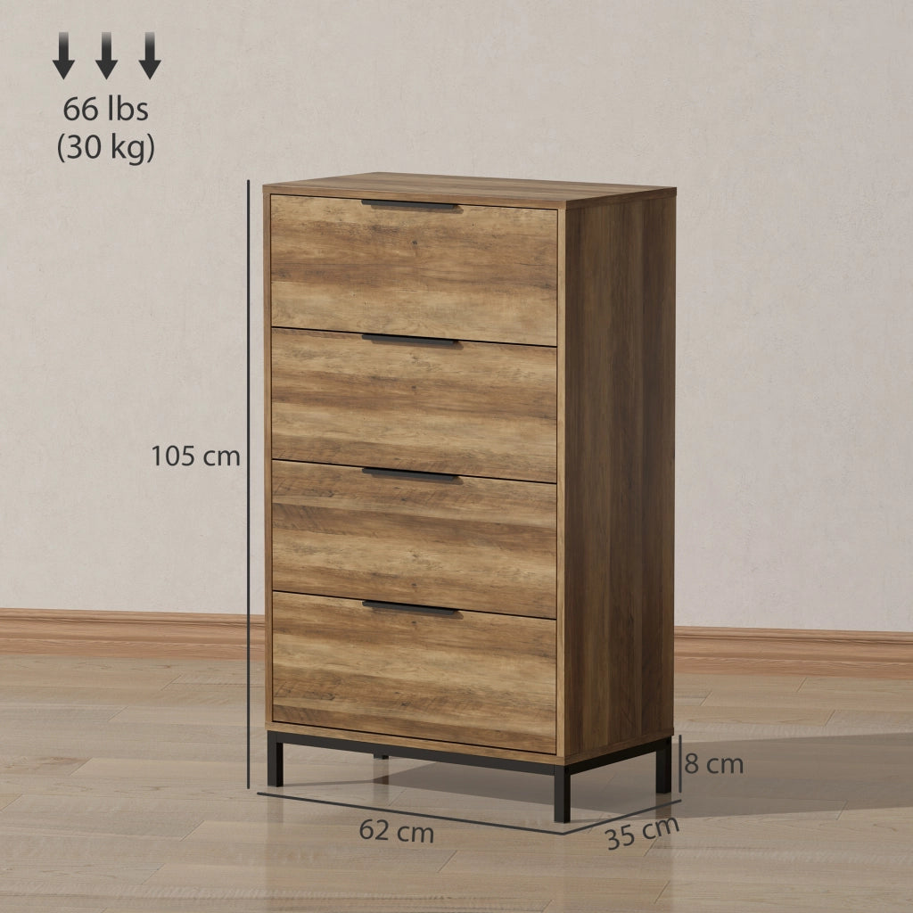 Cassettiera Comodino ¨C Zephmum ¨C 62x35x105 cm Legno Naturale