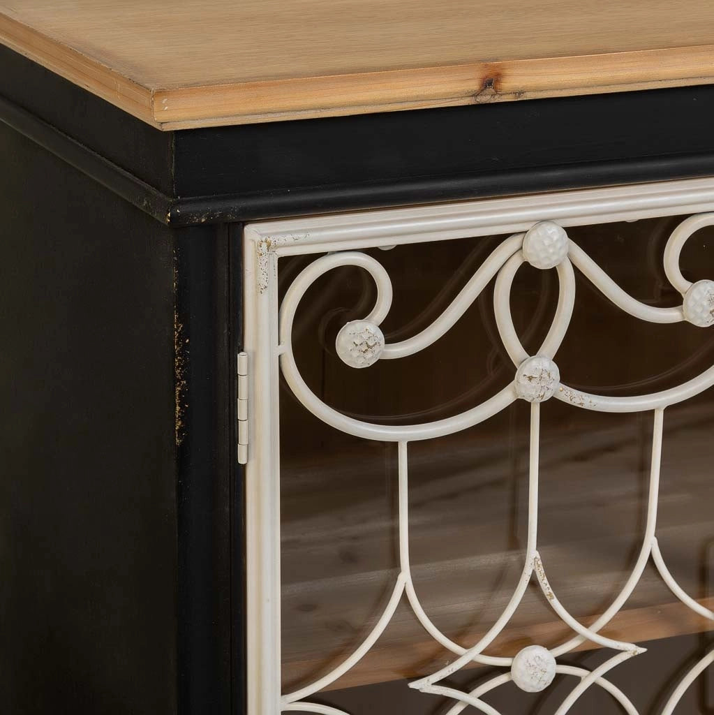 Credenza in legno e metallo nero 120x36x80,5h