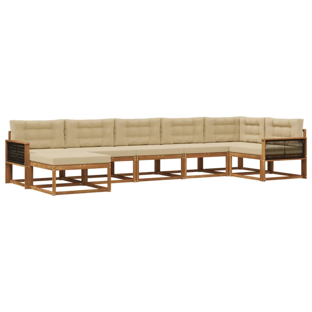 Set di divani da esterno 7 pz Naturale e Beige 3382746