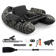 Galleggiante da pesca gonfiabile con pompa di pedale, Barca da pesca portatile con capacit¨¤ di carico 150kg Verde mimetico-Sport acquatici