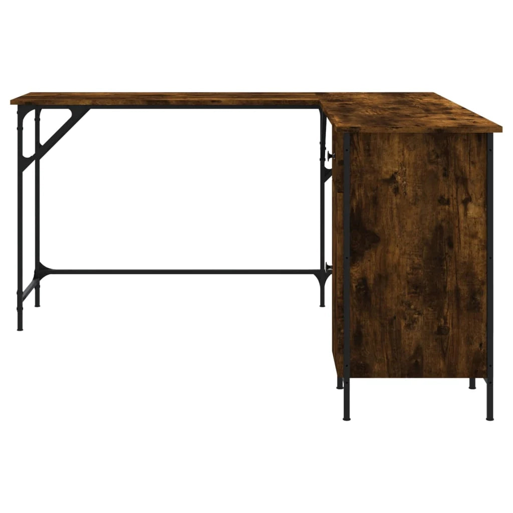 Scrivania da ufficio postazione di lavoro mobile per computer studio rovere affumicato 141 x 141 x 75 cm legno ingegnerizzato marrone 02_0023587