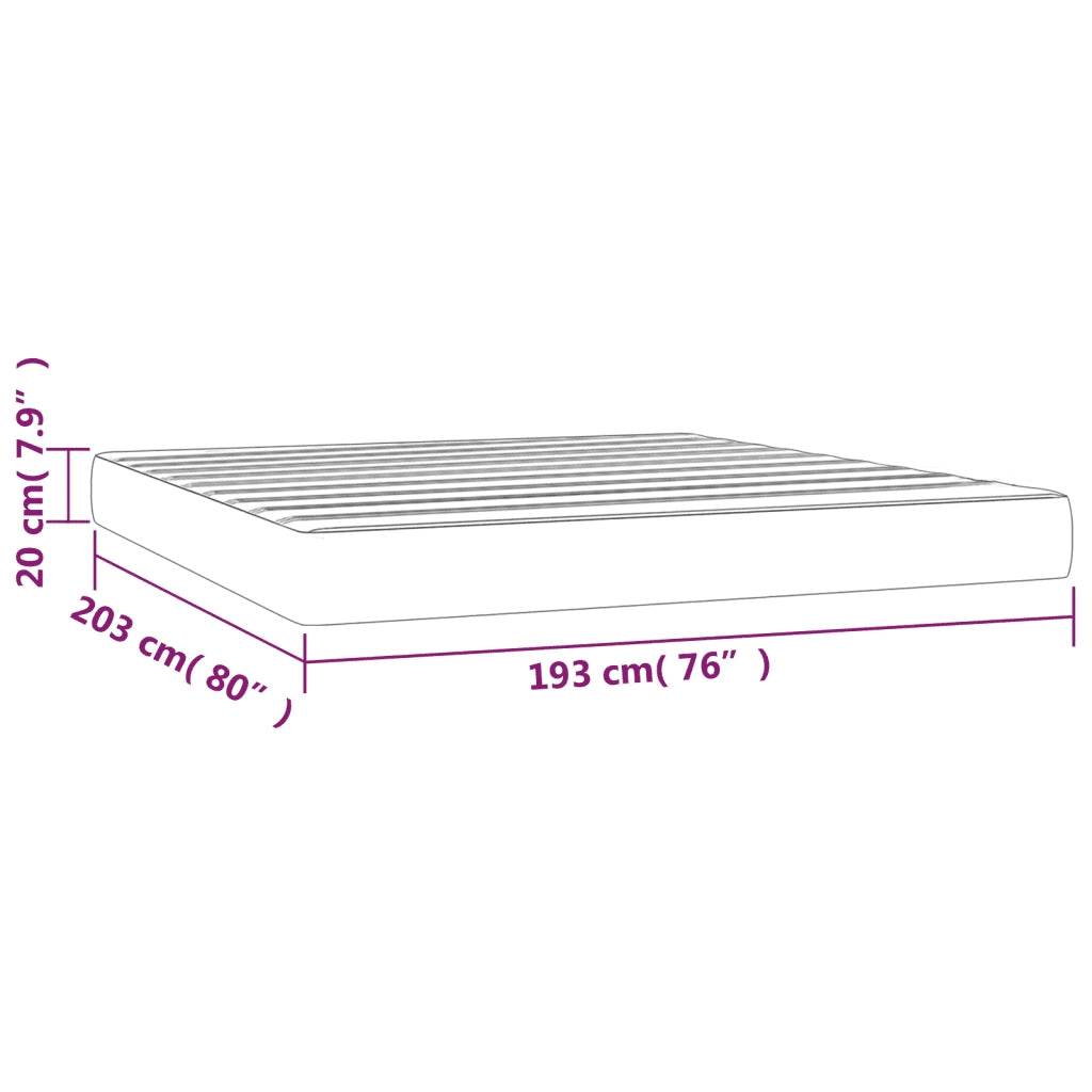 Materasso a Molle Insacchettate Rigidità Media Grigio Scuro 193x203x20 cm King in Velluto 347892