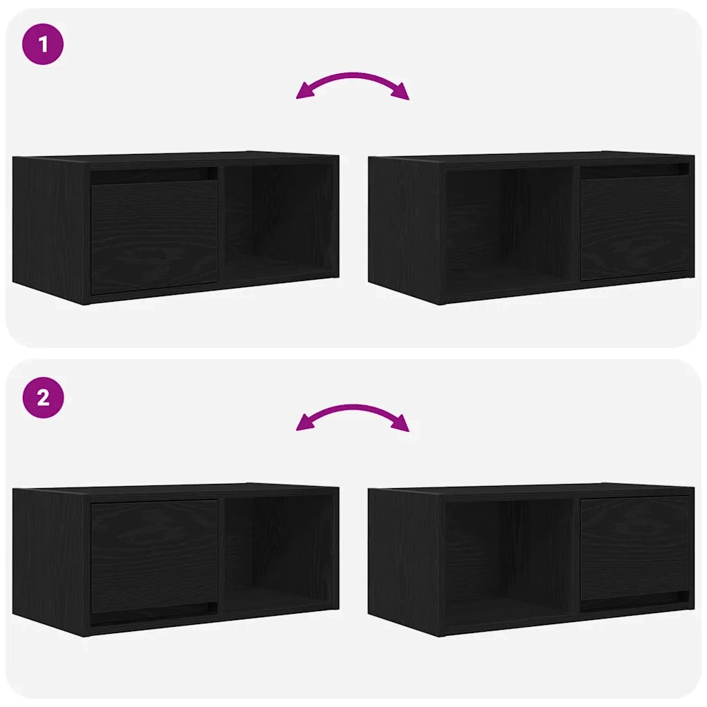 Mobili TV 2 pz Rovere Nero 60x31x25,5 cm in Legno Multistrato 861439