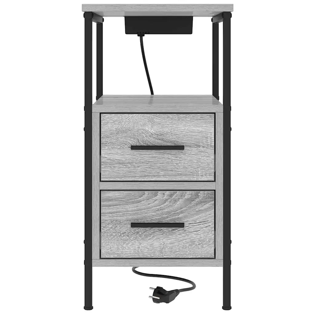 Comodino | Armadio da Notte | Mobiletto da notte con cassetto Grigio Sonoma 30 x 48 x 61 cm