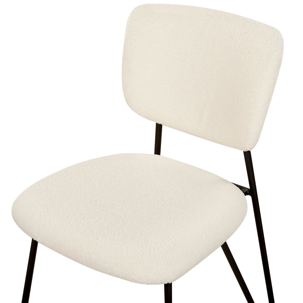 Set di 2 sedie da pranzo moderne Seduta imbottita strutturale in tessuto crema Schienale curvo senza braccioli Design moderno e contemporaneo