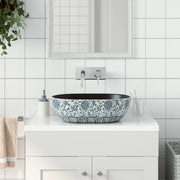 Lavabo da Appoggio-Lavandino-Lavello Nero e Blu Ovale 47x33x13 cm Ceramica
