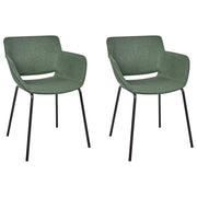 Set di 2 sedie da pranzo con rivestimento in poliestere verde con gambe in metallo stile elegante