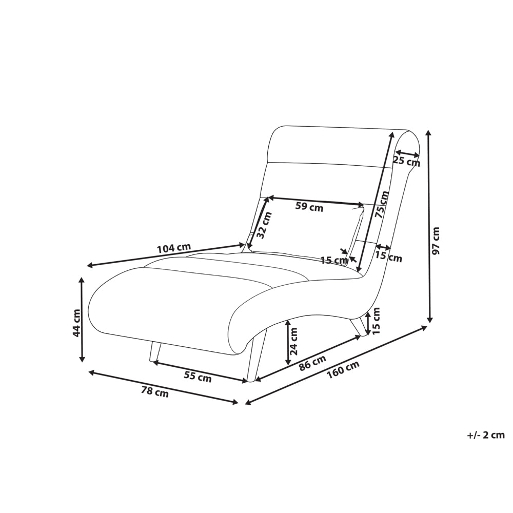 Chaise longue in tessuto bouclè beige per soggiorno, per il relax, con gambe effetto legno, stile scandinavo moderno