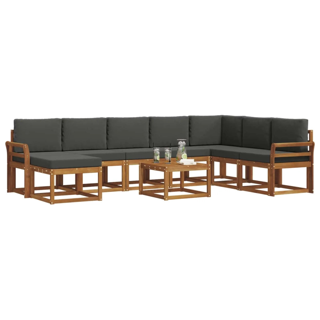Set di divani da esterno con cuscino 9 pcs Naturale e Antracite 3366850
