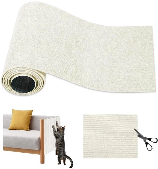 Tappeto Antiscivolo Autoadesivo, Protezione da Macchie per Parete, Protezione da Macchie per Divano, Film Antiscivolo per Gatti, Taglio a Mano per DIY, Protezione di Mobili - 40 x 200 cm Bianco