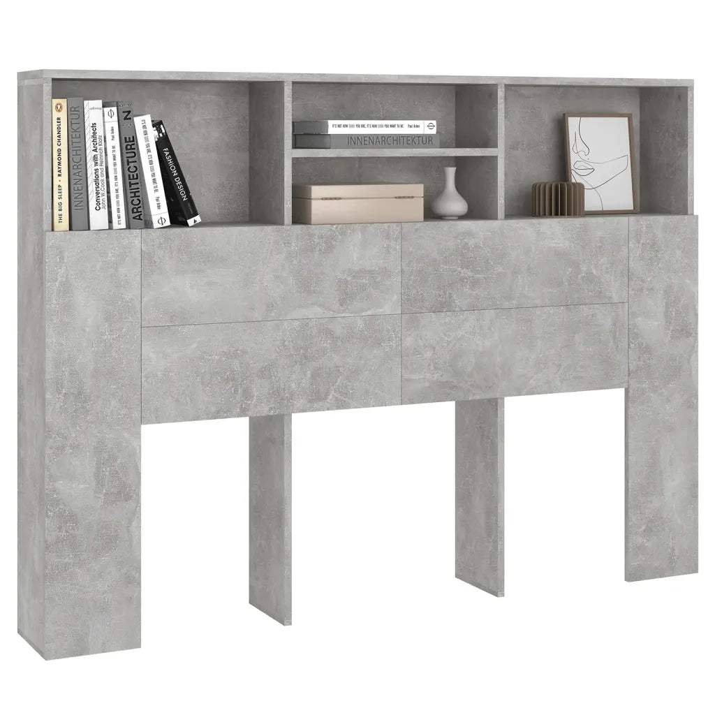 Testiera con Scomparti Grigio Cemento 140x19x103,5 cm 811866