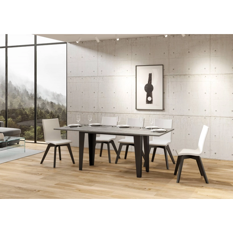Tavolo apribile 120/200x45/90 cm Flame Double telaio Antracite - Cemento