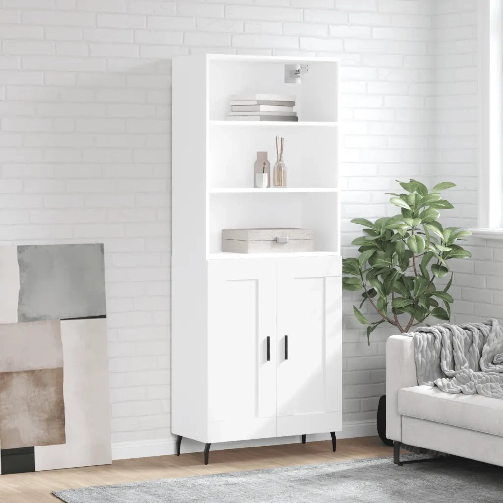 Credenza-Buffet-Armadio da cucina Bianca 69,5x34x180 cm in Legno Multistrato 405165