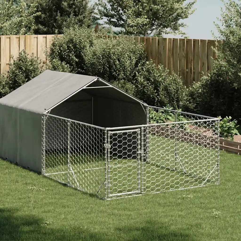 Cuccia per Cani da Esterno con Recinto 4x2x1,5m Acciaio Zincato CFW5285666
