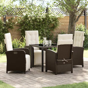 Set da Pranzo per Giardino con cuscino 5 pcs Marrone polyrattan 3380317