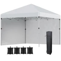 Gazebo da Giardino Pop-up Pieghevole Regolabile in Altezza Protezione UV 30+, 2 Pareti Laterali, Sacca da Trasporto Inclusa, Grigio chiaro