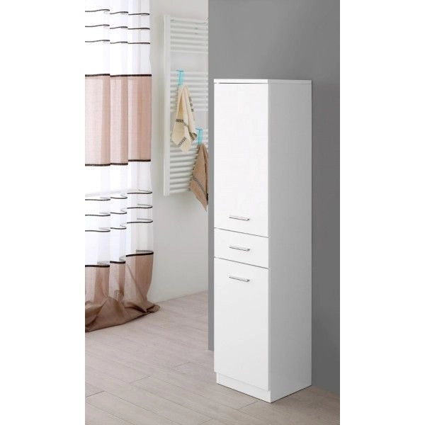 Colonna singola bianca h149 cm con due ante e un cassetto