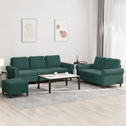Set di Divani 3 pz con Cuscini Verde scuro in Velluto