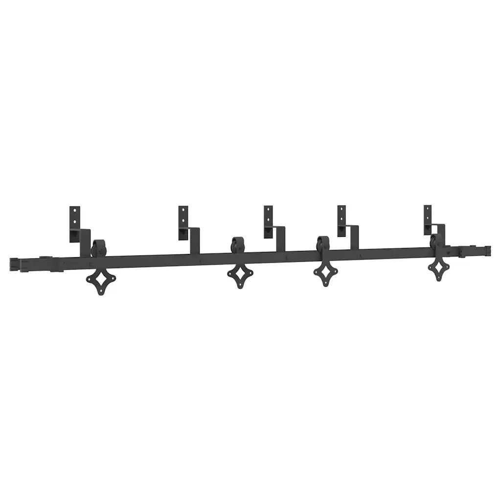 Kit di Binari per Porte Scorrevoli 213,5 cm Acciaio Nero 3295736