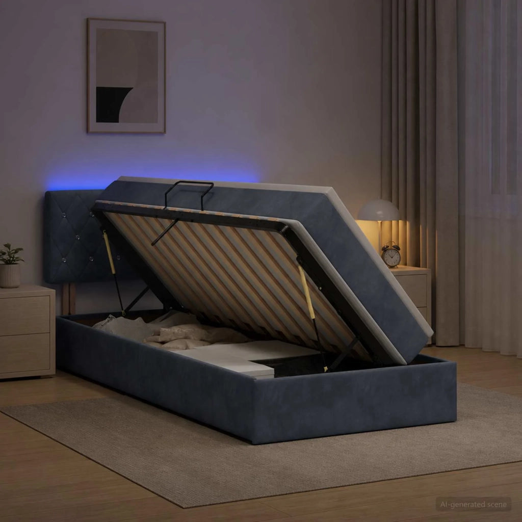Letto con contenitore LED e materasso Grigio Scuro 100 x 200 cm 3459169