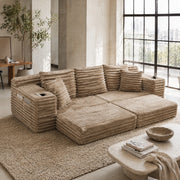 DIVANO LETTO componibile 273x98x87 cm in tessuto a coste Khaki