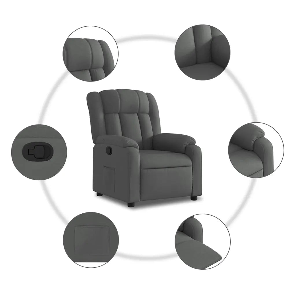 Poltrona | Sedia Relax reclinabile in tessuto grigio scuro