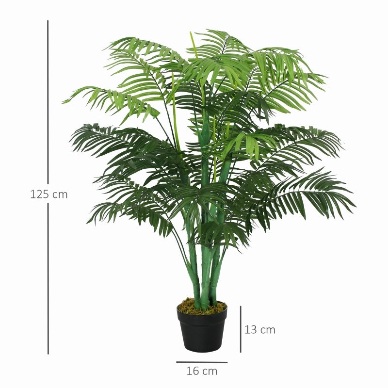 Palma artificiale, alta 125 cm, pianta artificiale con 18 fronde in vaso per soggiorno o balcone.