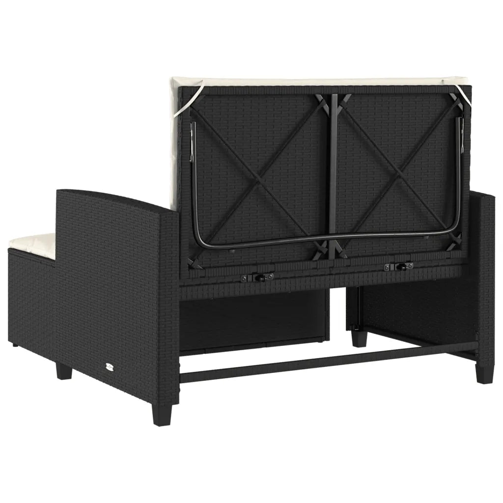Divano da Giardino con Cuscini a 2 Posti Nero in Polyrattan 365131