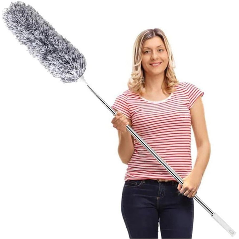 Trade Shop - Piumino Spolverino Con Asta Telescopica Estensibile A 280cm Per Pulizia Soffitto Persiane -