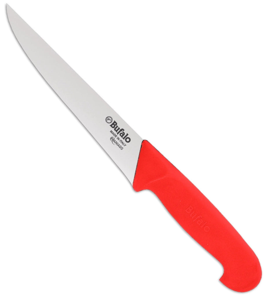 Coltello per Scannare Lama 18 cm Bufalo Scanno Costa Dritta S95/18 Manico Rosso