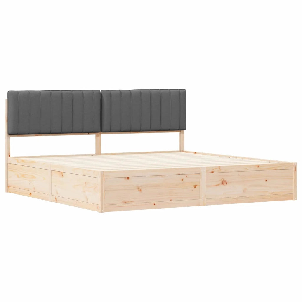 Letto con Testiera Rivestita Grigio scuro 200 x 200 cm