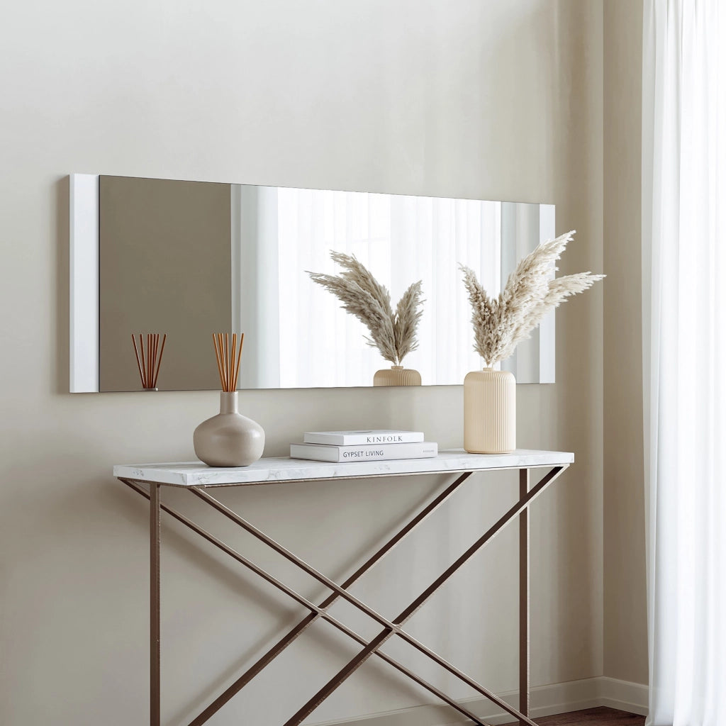 Cengio, Specchio Forma Rettangolare, 120x40h cm Bianco