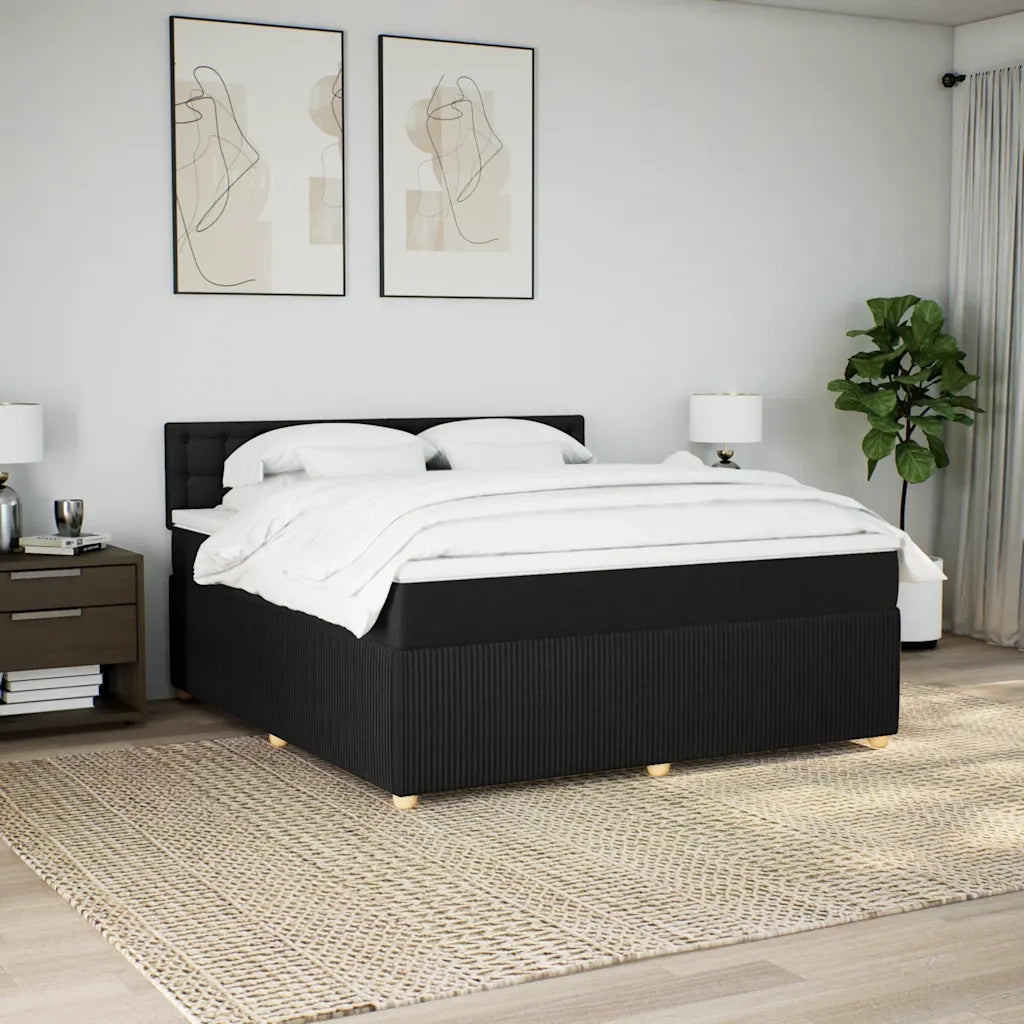 Giroletto a Molle con Materasso Nero 180x200 cm in Tessuto 3287551