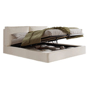 Letto Contenitore 180 x 200 cm; Contenitore idraulico; in Velluto; Beige