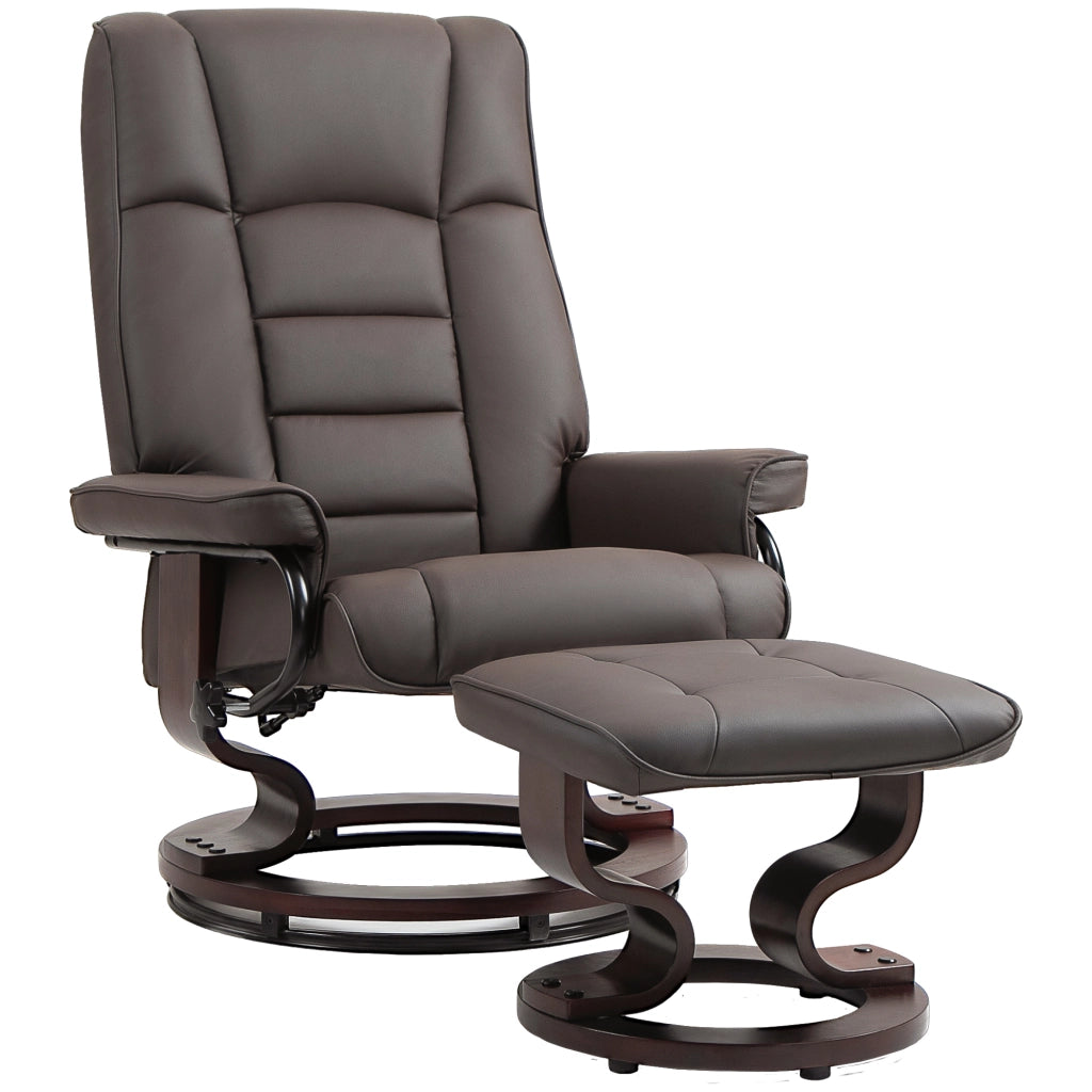 Poltrona relax girevole reclinabile con poggiapiedi ¨C zephmum ¨C similpelle marrone