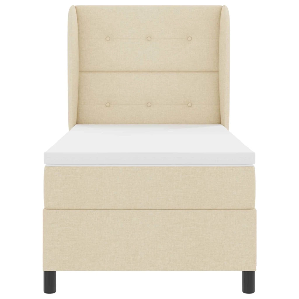 Letto a molle con materasso Crema 80 x 200 cm Tessuto 3340534