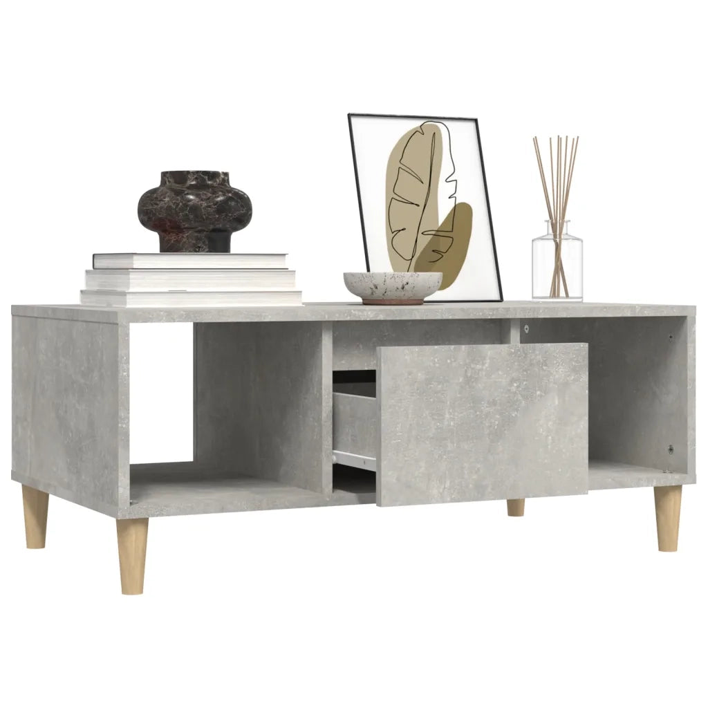 Tavolino Salotto Grigio Cemento 90x50x36,5 cm Legno Multistrato 821064