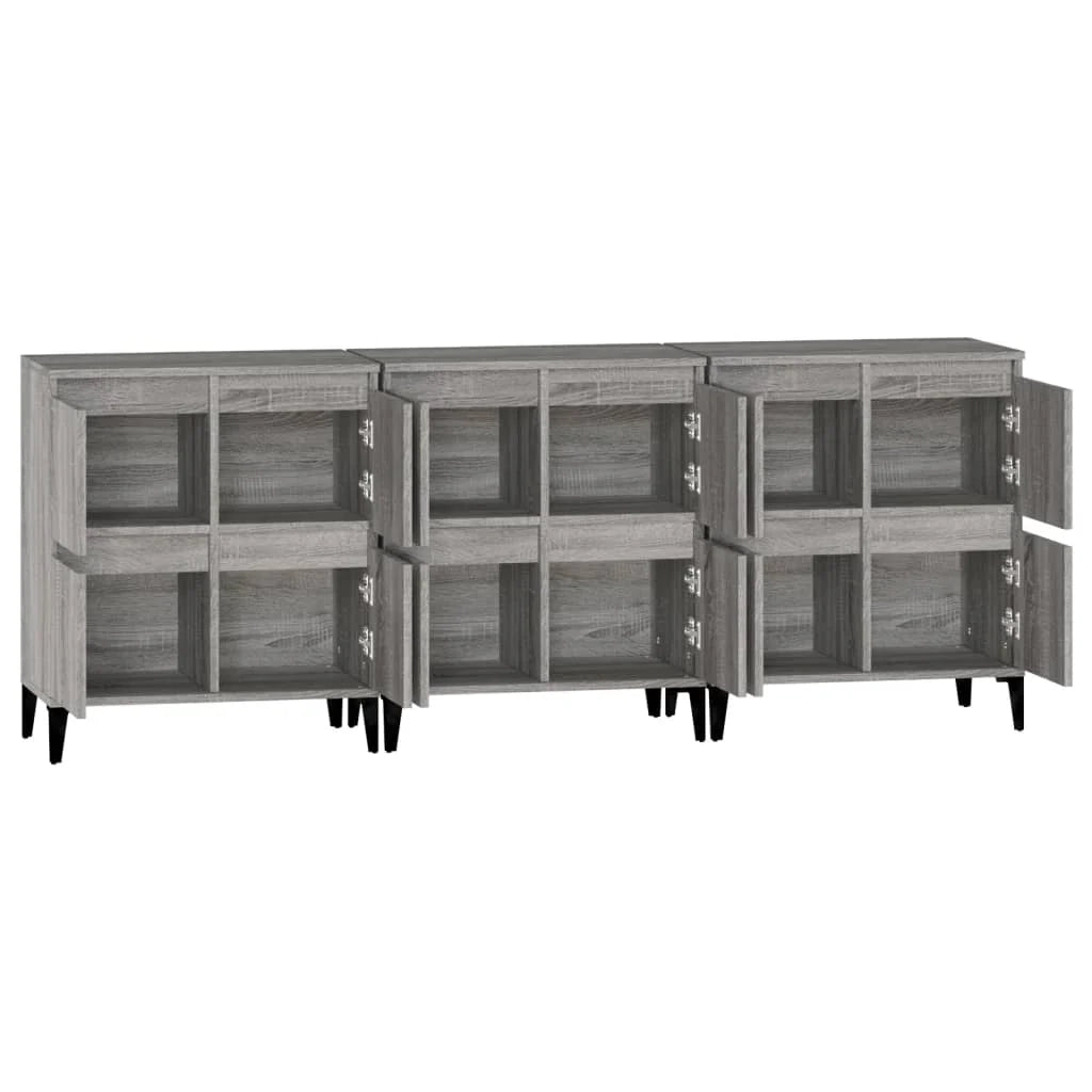 Buffet credenza cassettiera armadio mobile contenitore organizer per cucina soggiorno salotto 3 pezzi rovere Sonoma 60 x 35 x 70 cm legno ingegnerizzato grigio 02_0037167